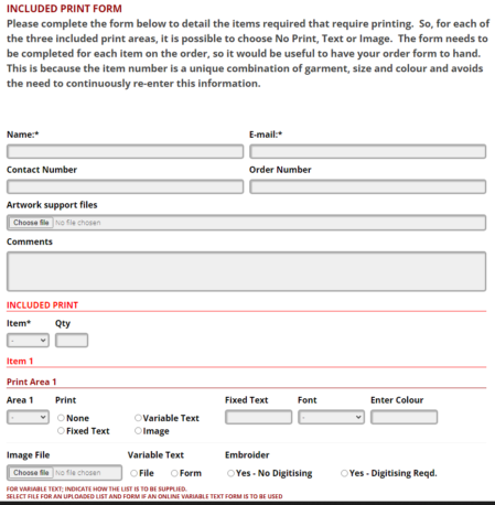 Personalisation Form